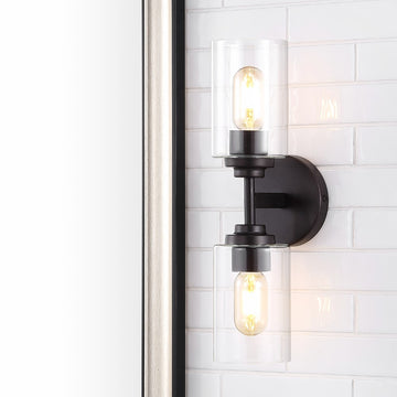 Cera Farmhouse Industrial Iron Cylinder LED Sconce - JONATHAN Y